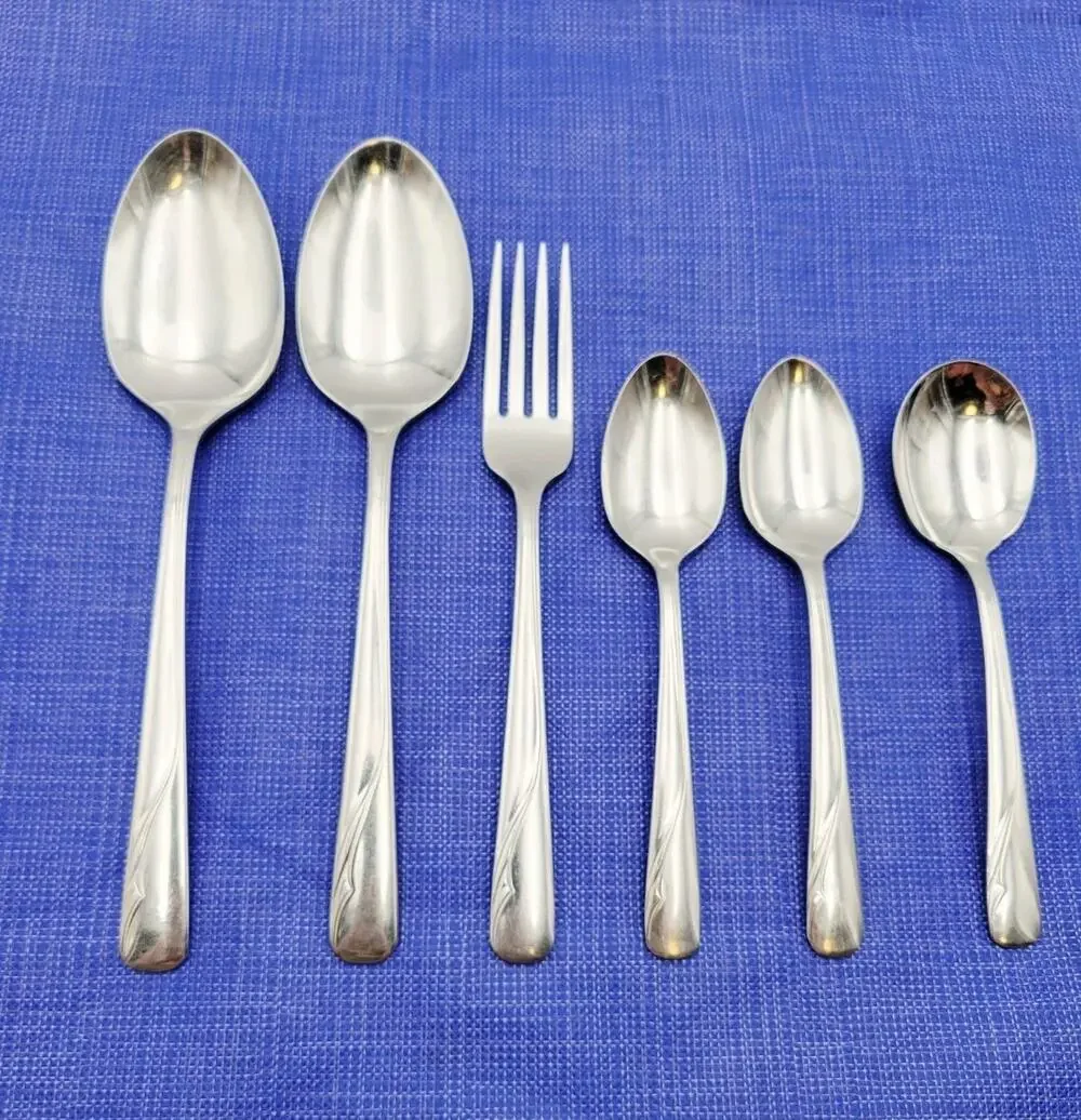 Lot of 6 Oneida Oceanic Spoon Fork Stainless Flatware Vtg